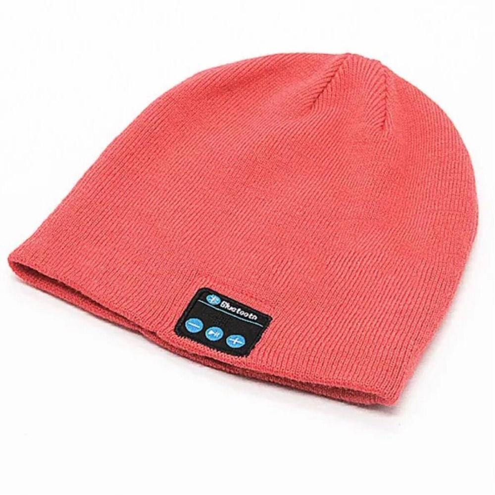 Hat bluetooth strikket hat capfor vinter smart bluetooth pandebånd strikket cap udendørs afslappet sport hat cap til mænd og kvinder: Rød