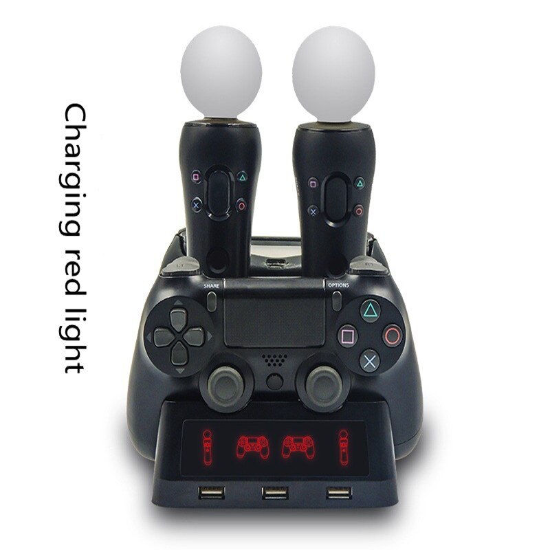 PS4 Handle Four Charging PS4 Move Handle Multi Function Charging Seat Charging With Display Lamp Four In One Charging Seat