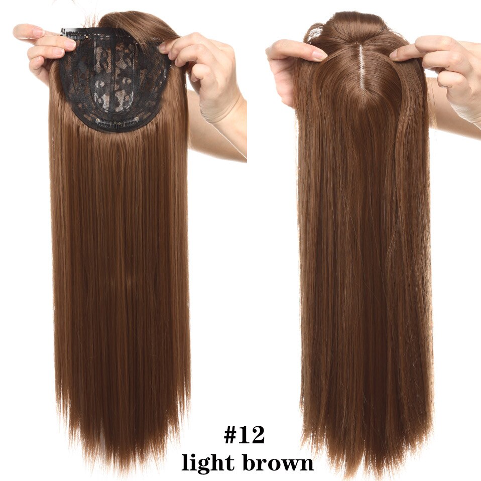 Perruque synthétique à Clip avec frange – s-noilite, en Fiber haute température, 8 couleurs, 17 pouces: light brown