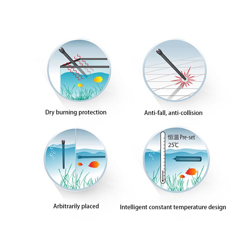 Ue plug aquário aquecedor submersível 8 w tanque de peixes ajustável aquecedor de água haste controle temperatura suprimentos ferramenta