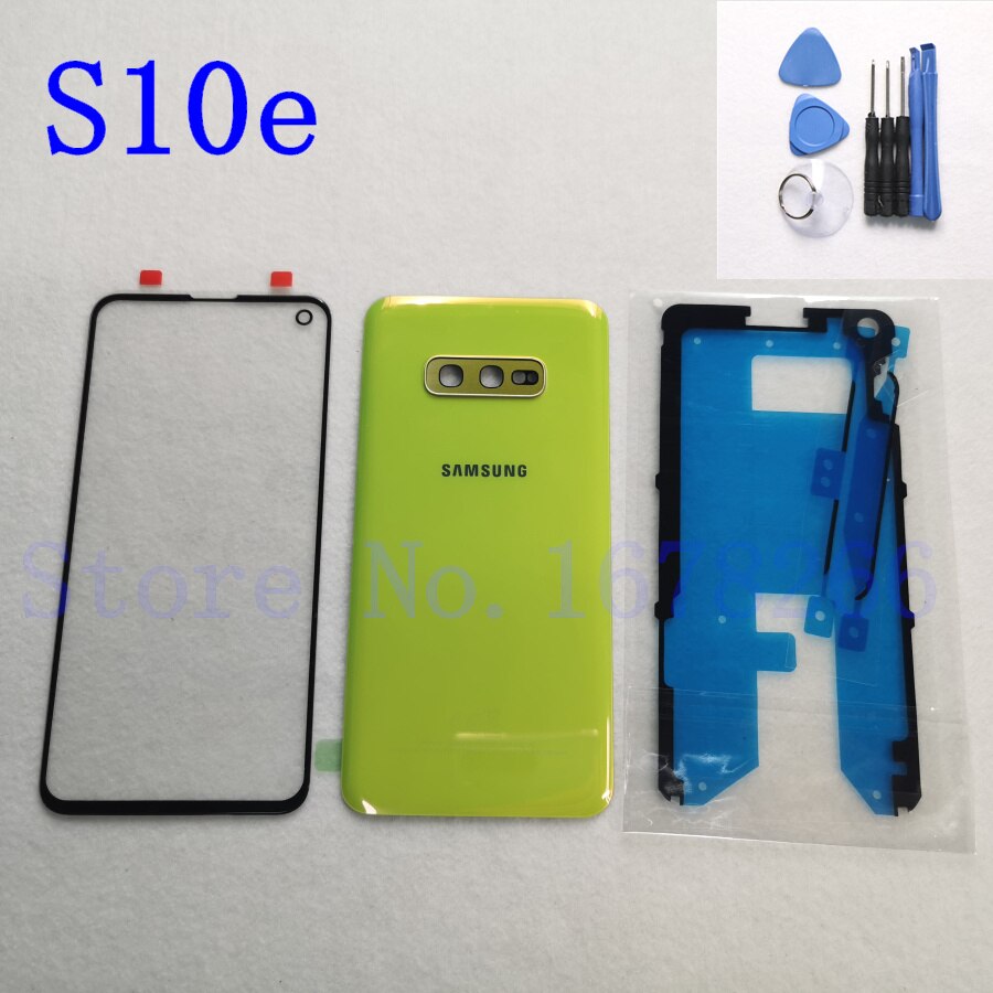 SAMSUNG Galaxy S10 Plus S10e S10 G970 G973 G975 G973F Front Touch Panel Outer Lens + Rear Battery Door Back Glass Housing Cover: S10e yellow