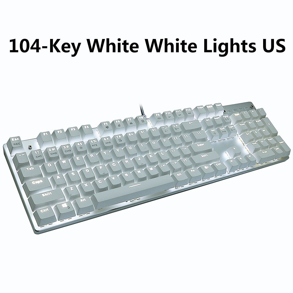 Wired Gaming Mechanical Keyboard Blue Red Switch 87/104keys Anti-ghosting Russian/US LED Backlit LED For Gamer Laptop Computer: 104white white LEDUS / Blue switch