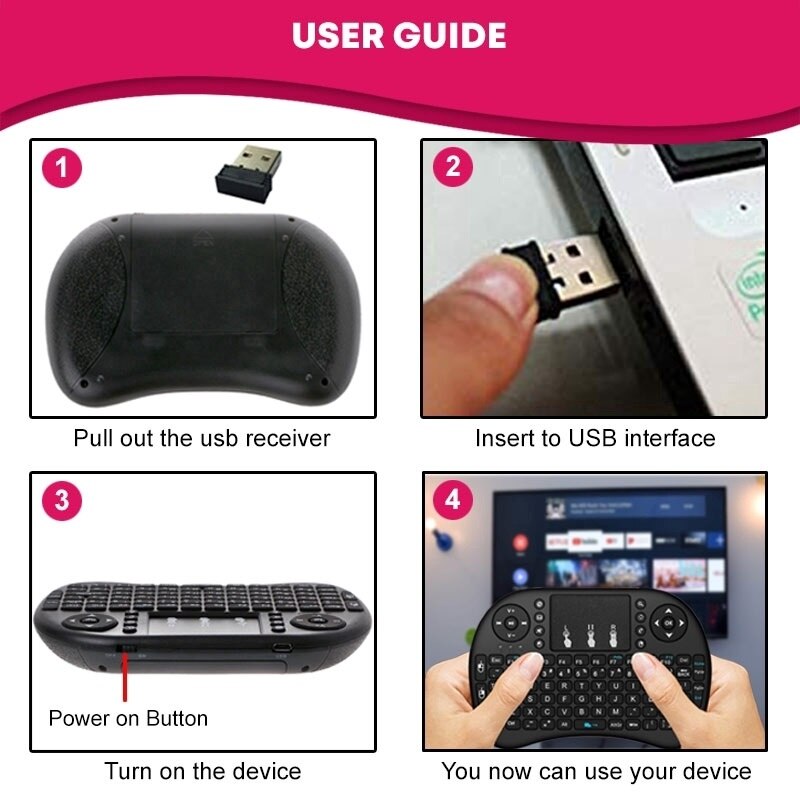 Miniteclado inalámbrico retroiluminado i8 + panel táctil, mando a distancia, TV, ordenador, Bluetooth, Papan Kekunci