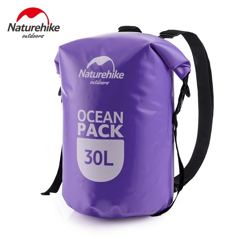 Naturehike river trekking tasker vandtæt taske udendørs tørpose sæk opbevaringstaske til rafting sejlsport kajak kano: Lilla 30l