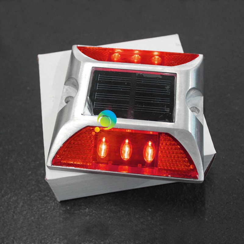Steady mody IP68 road safety square red warning light solar power LED road stud marker