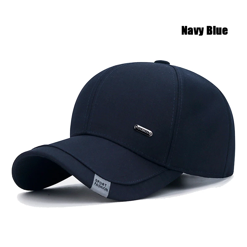 Nueva , ropa de algodón para hombres, gorra de béisbol de mediana edad, gorras de camionero, gorra deportiva informal clásica para exteriores, gorras para papá: Azul marino
