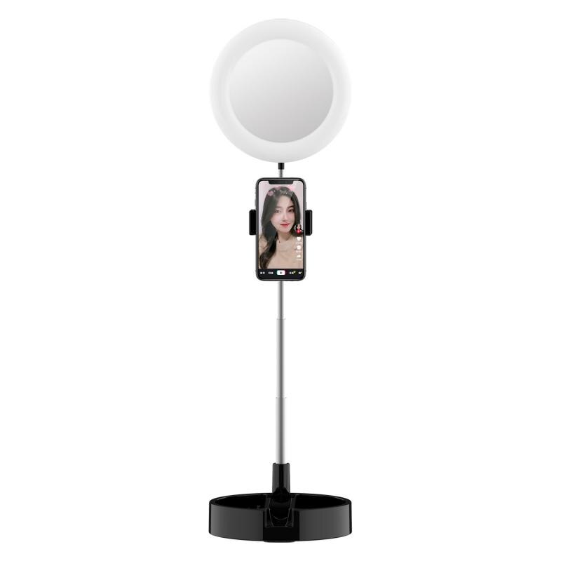 G3 6 Inch Ring Licht Met Ronde Stand Telefoon Houder Led Ring Verlichting 6000K Fotografie Dimbare Make-Up Ring lamp Met Usb: 2black