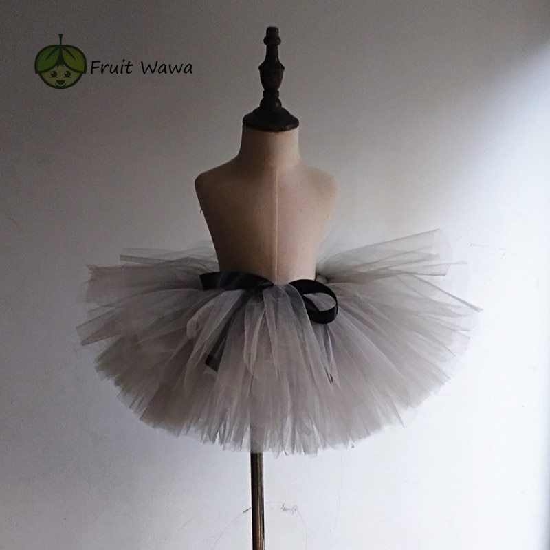 Handmade Girls Fluffy Dance Ballet Tutu Skirt Grey Color Nylon Baby Kids Birthday Party Costume Tulle Tutu Skirt