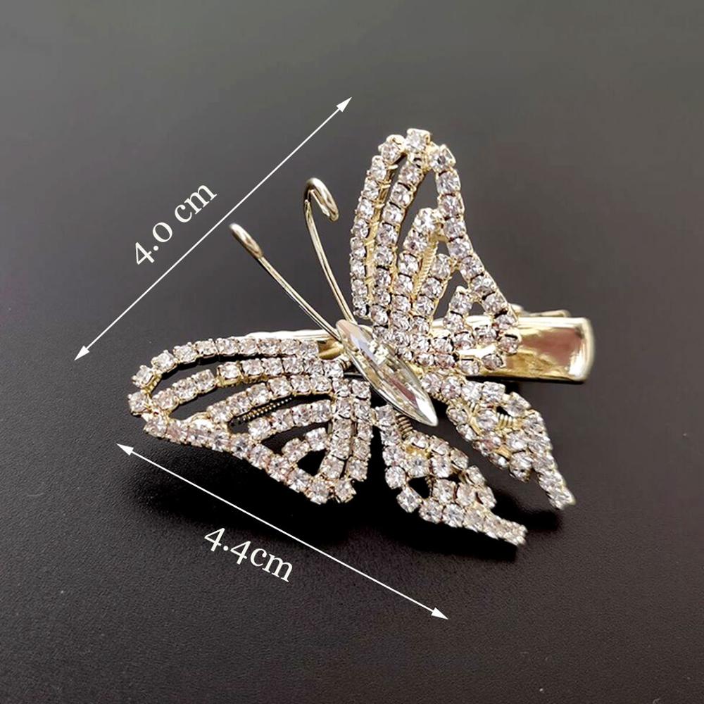 Brilhante Cheio de Cristal Cor Prata Borboleta Grampos de Cabelo para Meninas Crianças Barrette Grampos de cabelo Da Noiva Acessórios Do Cabelo Do Casamento Jóias: 1 white