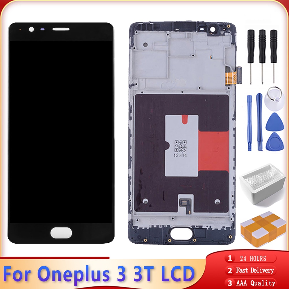 Oled 5.5 "Display Voor Oneplus 3 T Lcd Touch Screen Digitizer Voor Oneplus 3 3 T Display A3000 a3003 A3010 Lcd + Frame
