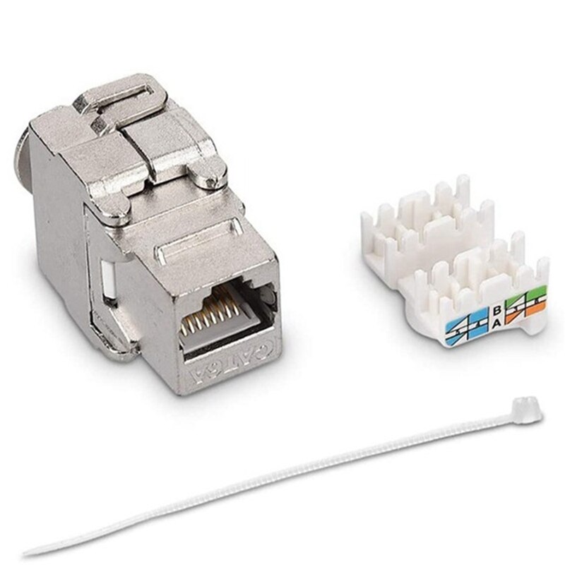 Network Cat6A Toolless Keystone Jack Module Full Shielded RJ45 Socket to LSA Toolfree Termination