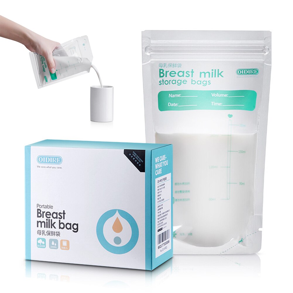 Bolsa de almacenamiento de leche materna, bolsas de almacenamiento para lactancia materna a prueba de fugas, 200ML / 30 Uds.
