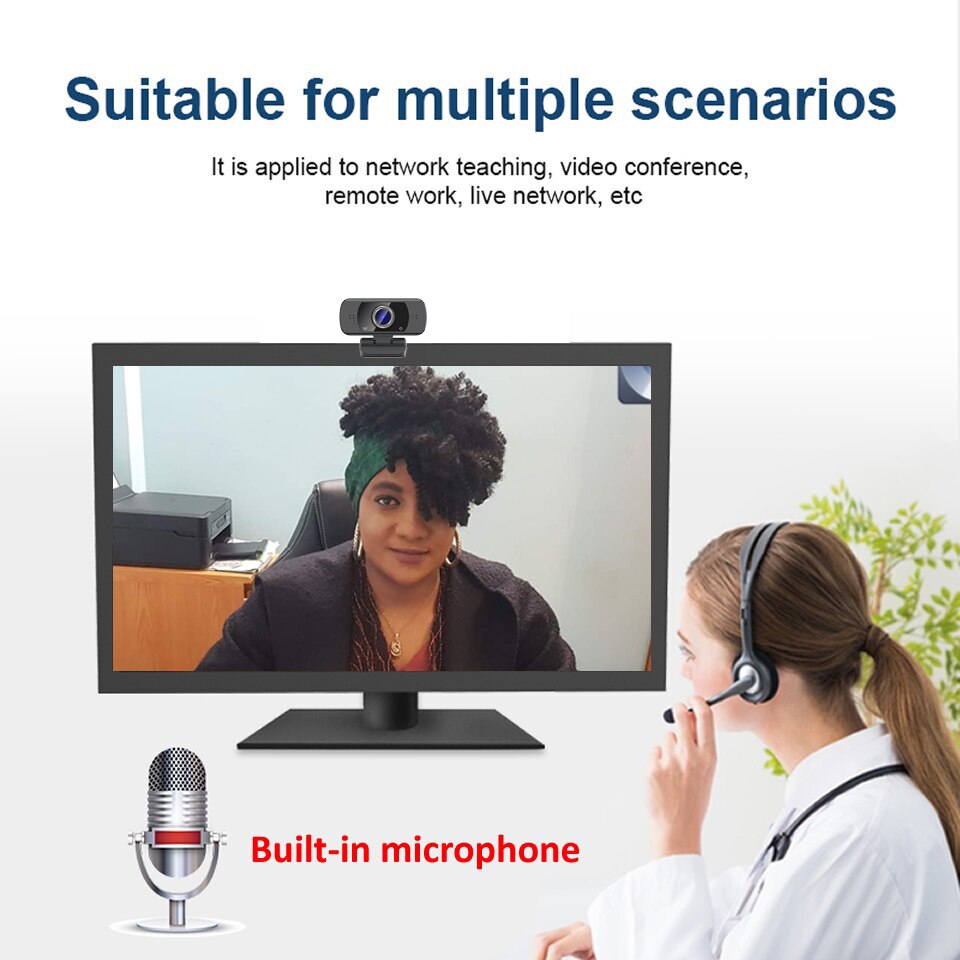 USB Web Camera 1080P videocamera per Computer HD webcam microfono fonoassorbente incorporato USB 2.0 Free Drive