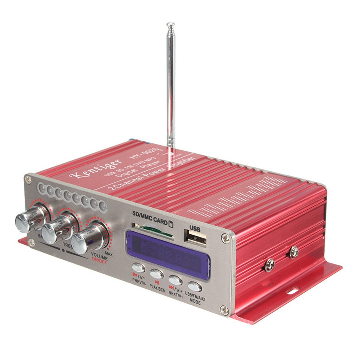 Amplificador DE Audio HIFI para coche, 200W + 200W, 12V, 2 canales, Amplificador de potencia de Audio estéreo, bluetooth, Radio FM, USB, con mando a distancia