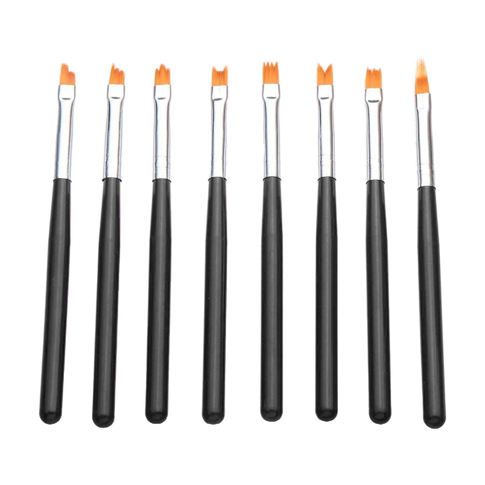 8Pcs 3D Nail Art Brush Set Gel DIY Manicure Various Shapes Draw Lines Tool: black