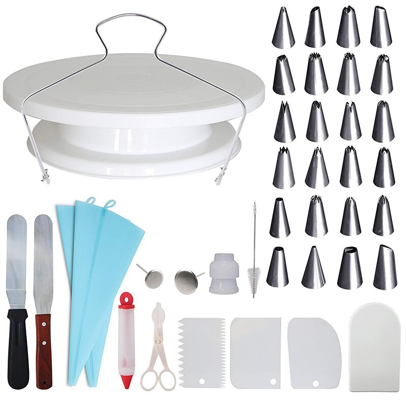 106pcs/set Cake Turntable Set Multifunction Cake Decorating Kit Pastry Tube Fondant Party Kitchen Dessert Baking Supplies: 40pcs