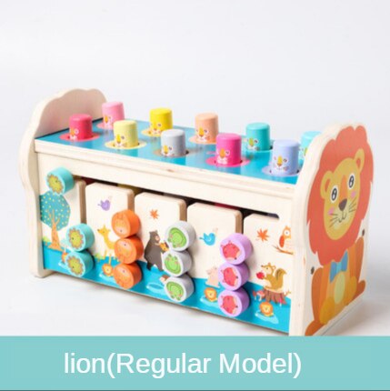 Giochi in legno criceto giochi educativi giocattoli in legno per bambini di divertimento genitore-bambino per il tempo libero giochi di abilità di coordinazione bussare giocattoli: lion (regular)