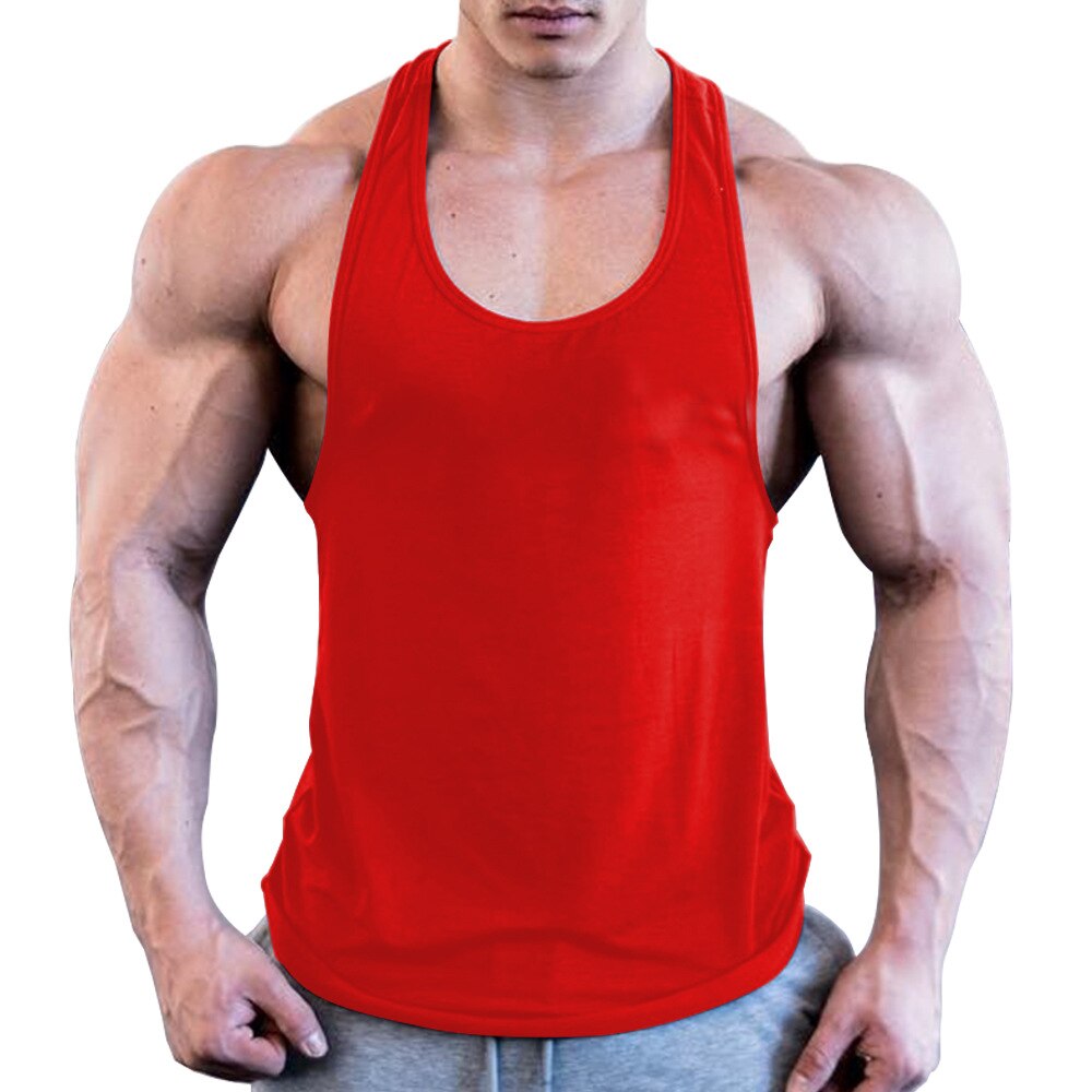 Gym Mannen Spier Mouwloos Shirt Tank Top Bodybuilding Sport Fitness Workout Vest: Rood / Xl