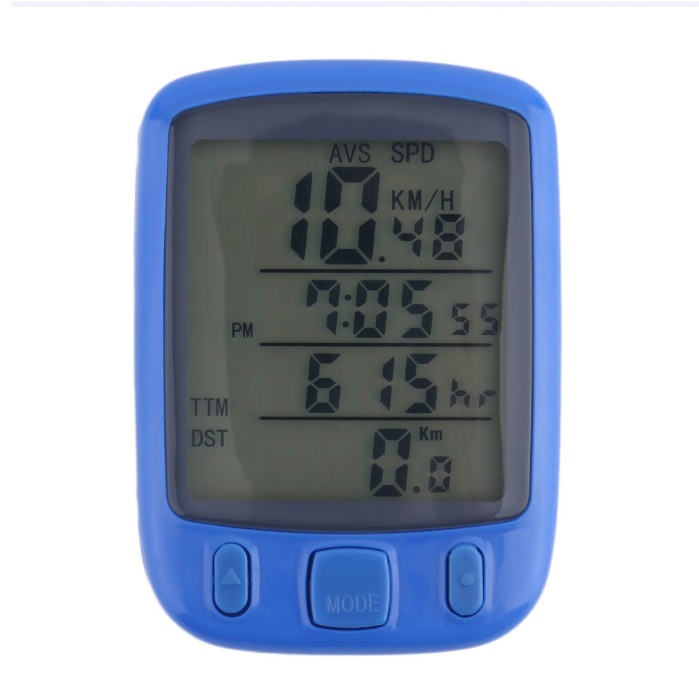 TOP Sunding SD 563, pantalla LCD impermeable, odómetro para ordenador de bicicleta, velocímetro con retroiluminación verde,: Blue