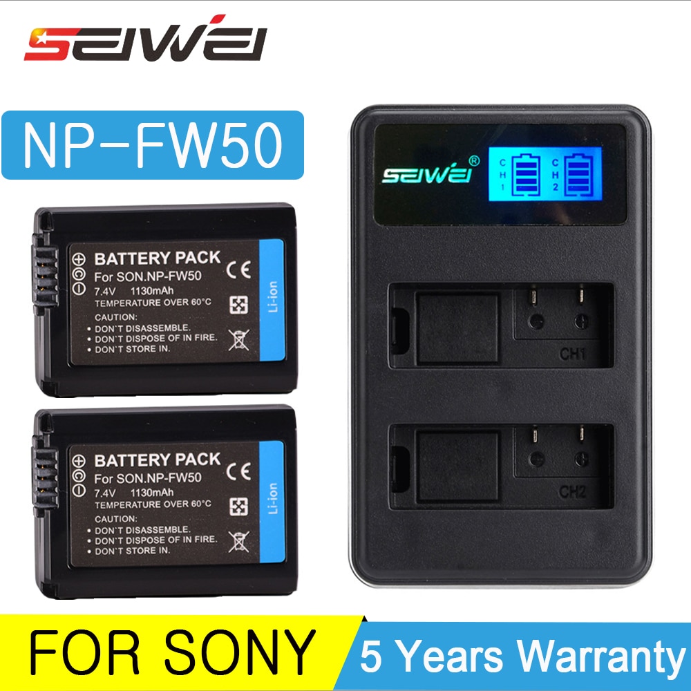 For Sony A6000 Battery NP-FW50 LCD USB Charger + 1130mAh NP FW50 Camera Battery for Sony a6500 a6300 a6000 a5000 a3000 NEX-3 a7R