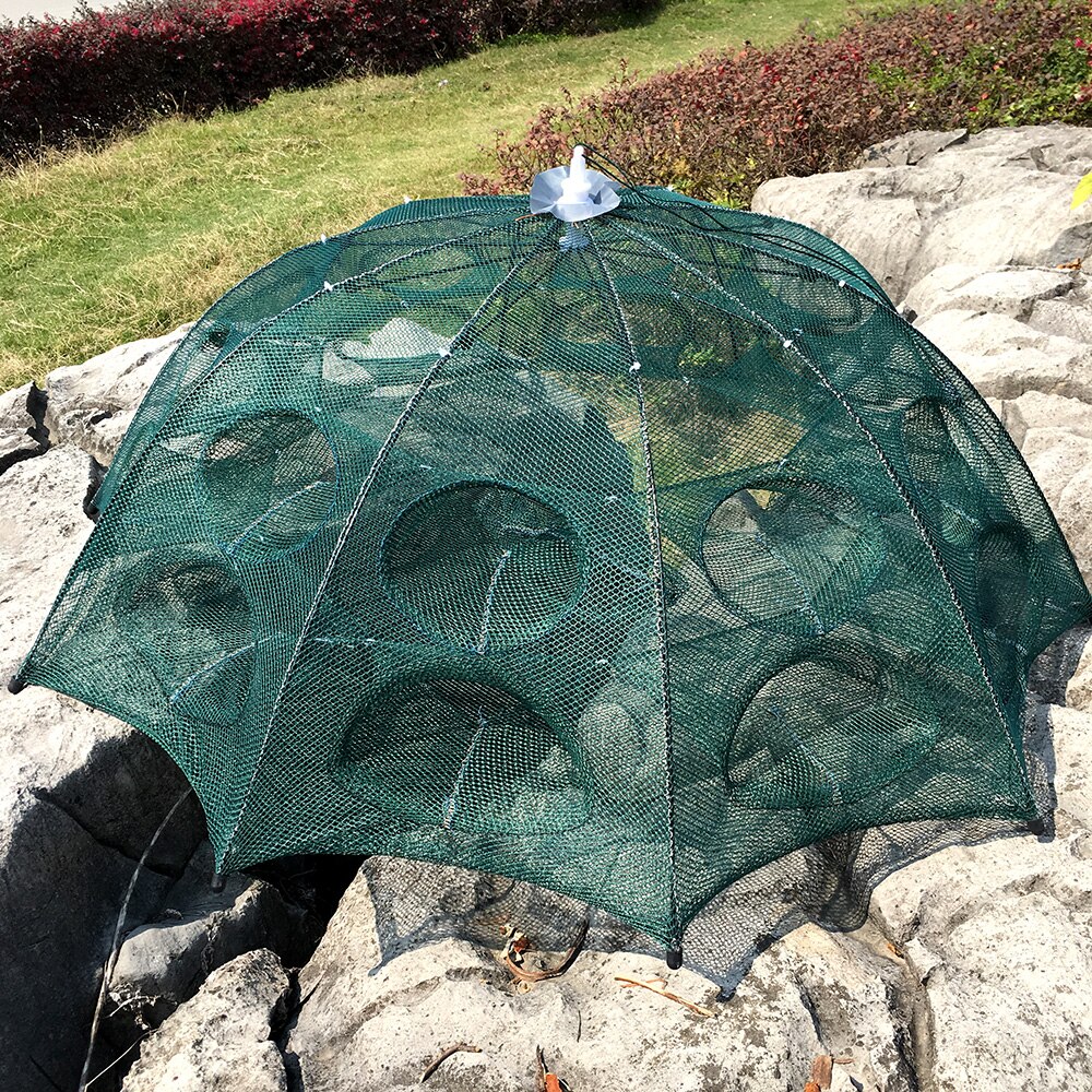 Składana sieć rybacka 4/6/8/10/12/16/20 otwór składane przenośne automatyczne wędkowanie krewetki pułapka ryby Strzebla Krab przynęty rzucać siatka pułapka P