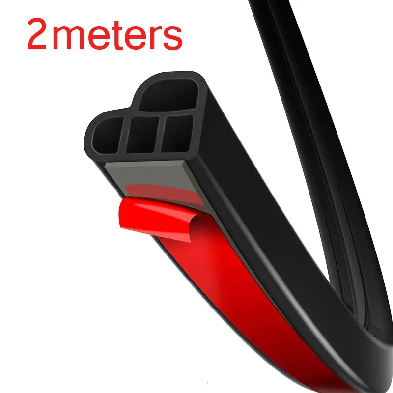 Auto Deur Afdichting Strip Rubber Dubbellaags Afdichting Beschermer Geluiddichte Weerstrips Voor Auto Deur Kap Kofferbak: Rood