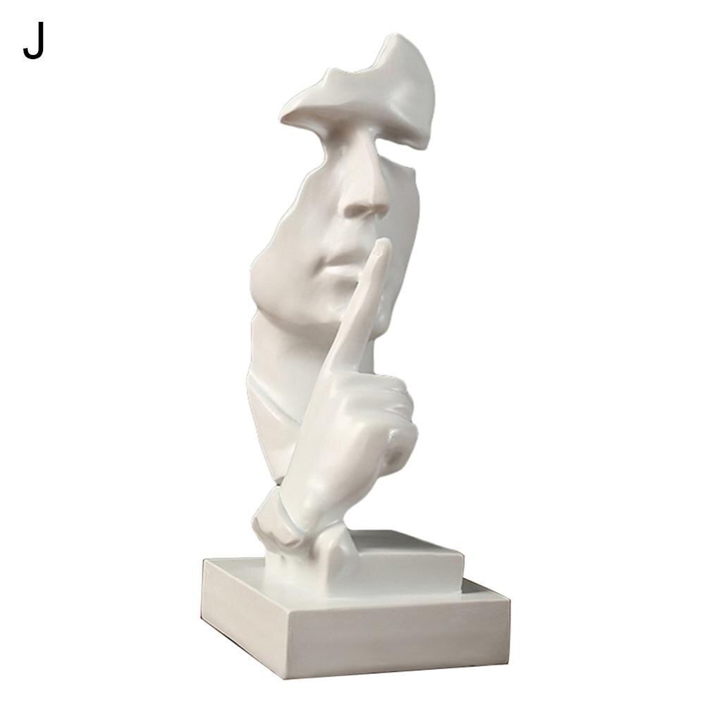 Resin Figurines Silence Is Gold Sculpture Statuette Figurine Craft Office Home Decoration Abstract Craft Modern Art Decoration: J