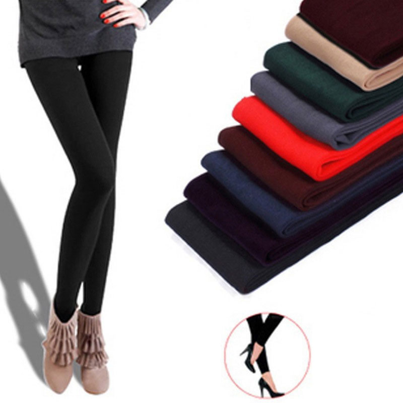 Kvinnor vinter varma leggings skinny stretch fleece byxor kvinnor casual fusk sammet ankellånga leggings stickade tjocka slimmade leggings