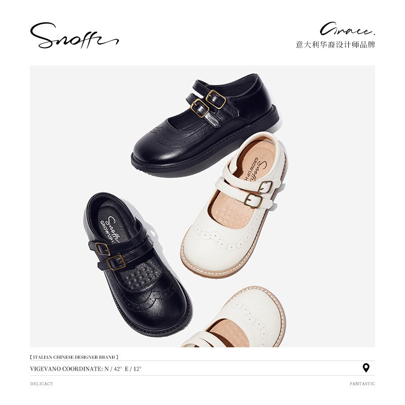 Girls Leather Shoes British Style School Performance Kids Wedding Party Shoes White Black Casual Children Moccasins Shoes KS704