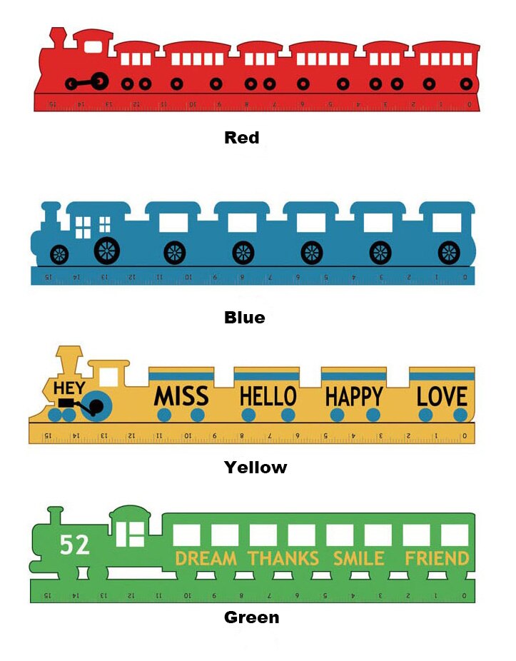 Train Theme Ruler 4 PC/lot 4-Color Cute Innovative Cartoon Train-Sha... – Grandado