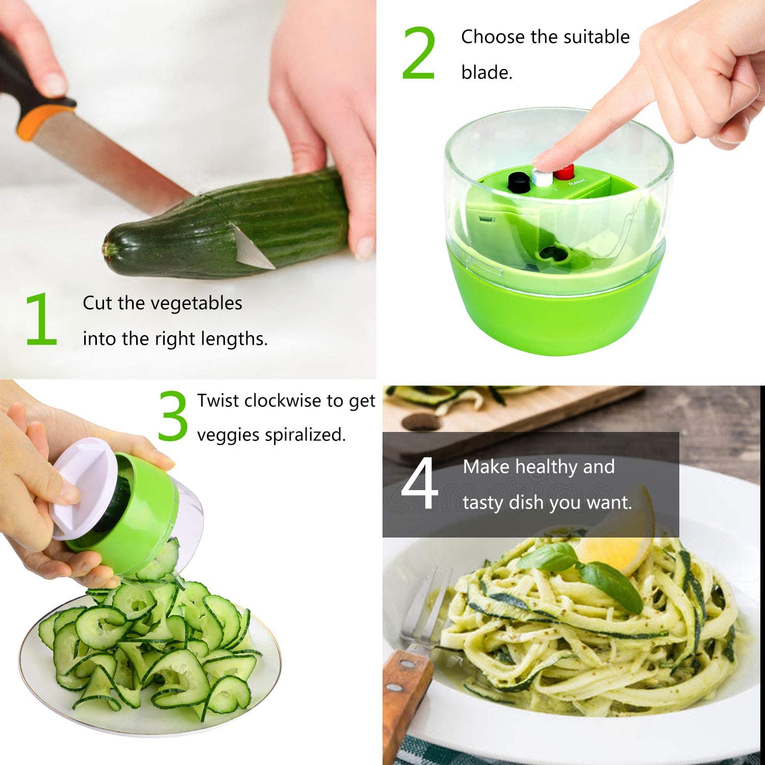 Abs Wortel Komkommer Spiraal Rasp Snijder Groente Fruit Slicer Salade Noodle Spaghetti Courgette Blade Spiraal Gereedschap