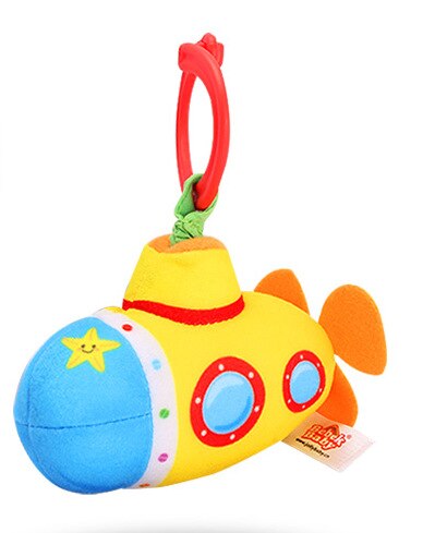 Sonajeros de dibujos animados para bebés, juguetes de tela para transportar bebés de 0 a 24 meses, calmante para dormir Musical, manivela de mano, juguetes para bebés: Submarine B