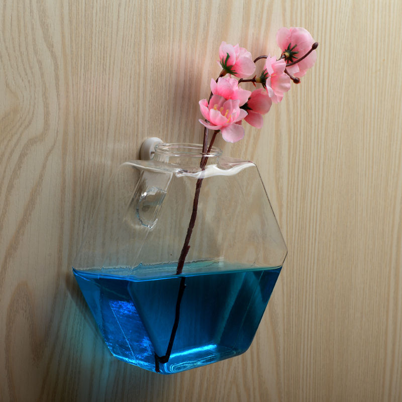 Sekskantet væghængende glas plante blomstervase hydroponisk akvarium boligdekoration sender sømløs nal