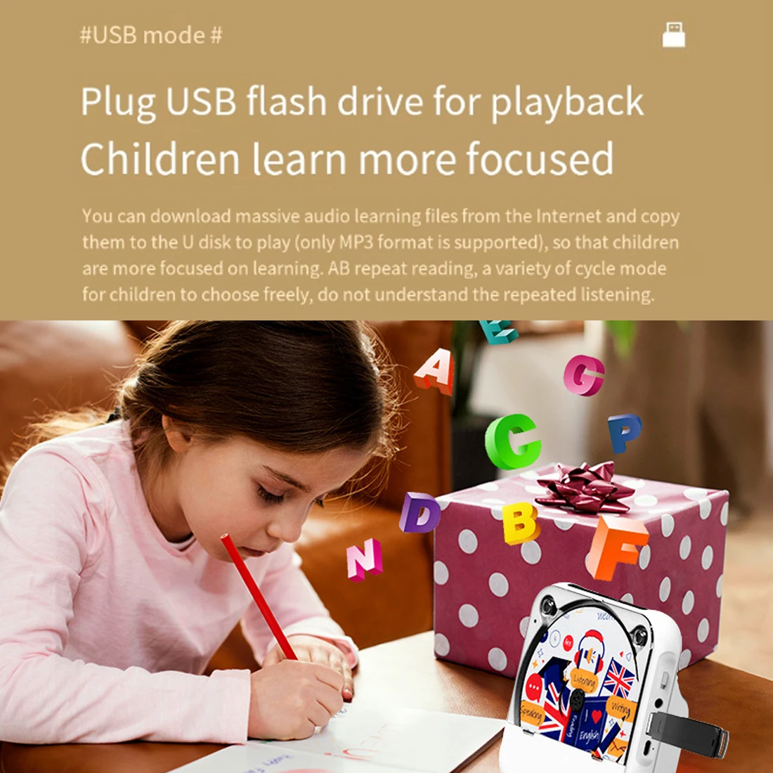 Woopker Portable CD Player KC-818 Stereo Playback Bluetooth 5.1 Built-in 2000mAH Battery with IR Remote Control Support USB/FM