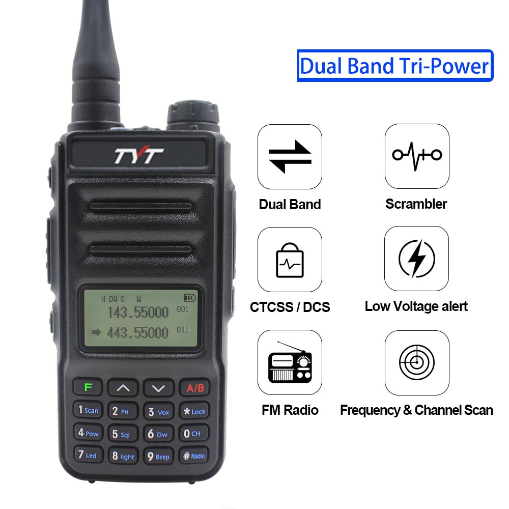TYT TH-UV88 talkie-walkie tyt double bande VOX brouilleur radio FM 136-174MHz et 400-480MHz UHF/VHF portable radio bidirectionnelle