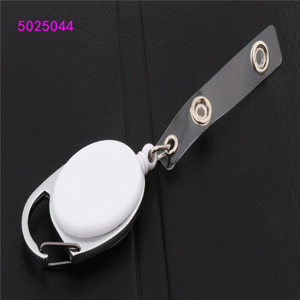 Retractable Pull Badge Reel Zinc Alloy Plastic ID Lanyard Name Tag Card Badge Holder Reels Key Ring Chain Clips: White