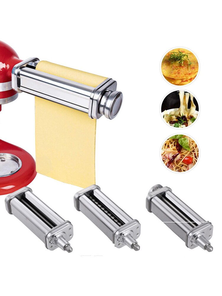 1set Stainless Steel Pasta Maker Attachments Set For KitchenAid Stand Mixer Fettuccine Spaghetti Noodle Cutter Dough Making Tool