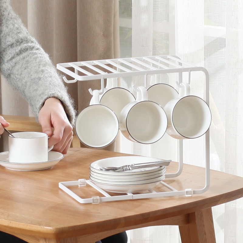 Porte-tasse à café à crochets multiples, organisateur de thé en verre, porte-Marc, organisateur de rangement de cuisine