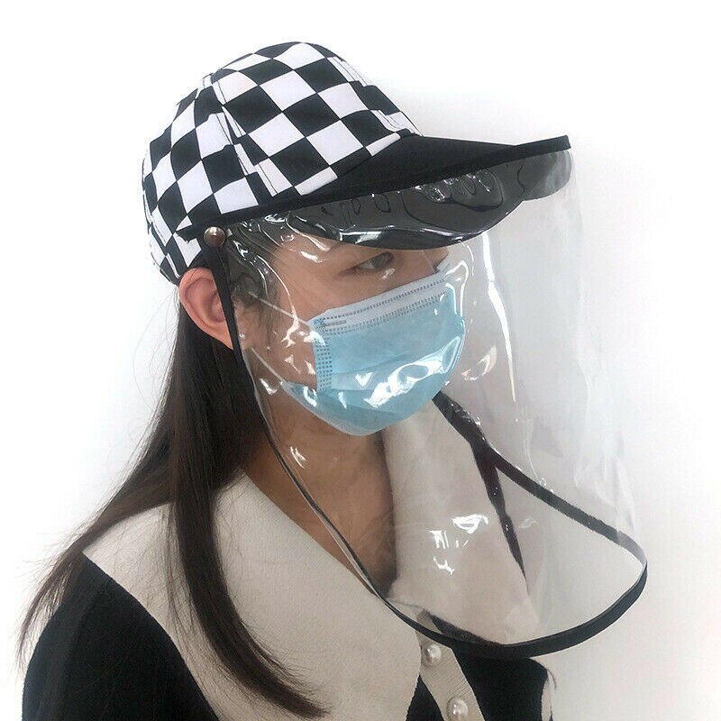 Peaked Hat w/ Protective Clear Shield Outdoor Saliva-proof Dust-proof Sun Visor Cap+Protective Clear Masks Face Shield Outdoor: B8