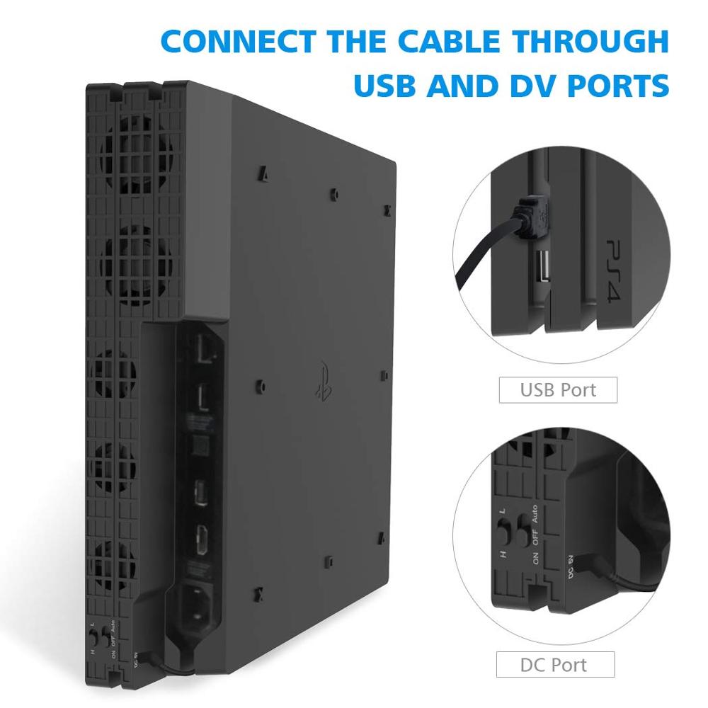 PS4 Pro Cooler Play Station 4 Pro Cooling Fan USB External 5-Fans Super Turbo Temperature Cooling Fan for PS4 Pro Console