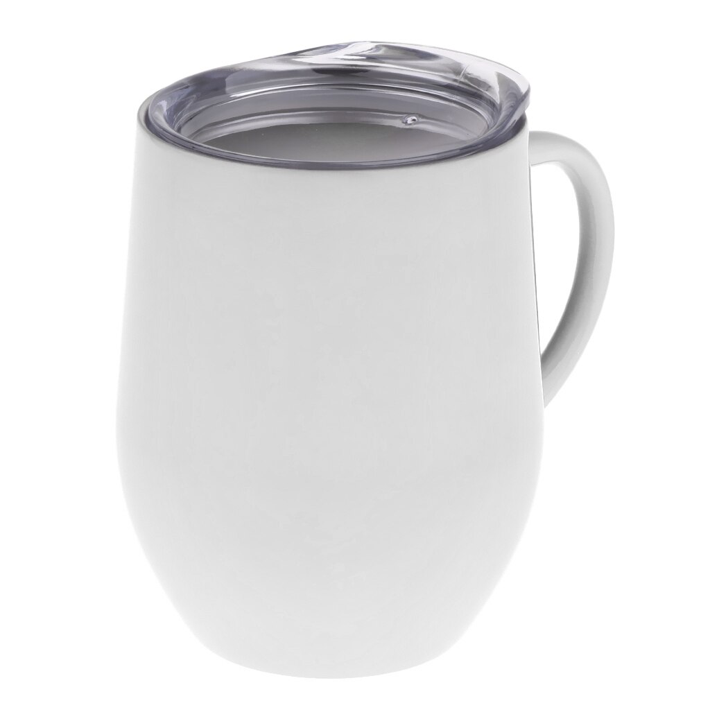 12oz Insulated Mug With Handle Coffee Cup Stainless Steel Double Wall: White