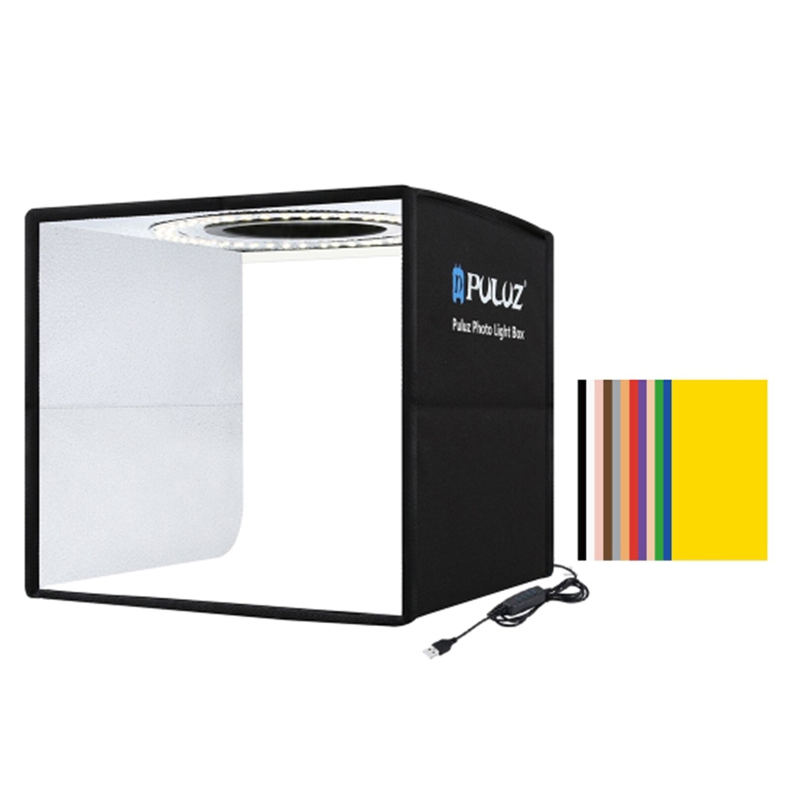 PULUZ 25cm Studio Photo Ring scatola luminosa a LED 6 sfondo a doppia faccia carta da tavolo Lightbox fotografia scatola per tende da tiro morbida