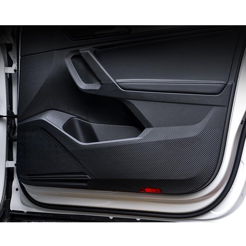 Pour Volkswagen VW Tiguan L fibre de carbone Style voiture porte anti-coup de pied protection Film voiture autocollants 4 pièces