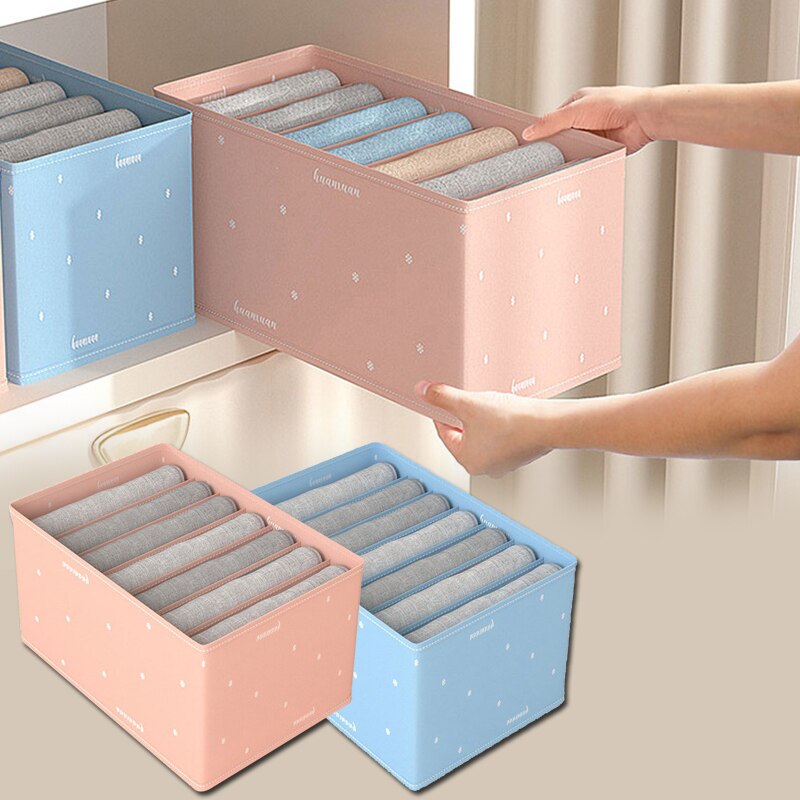 Large Storage Box Foldable Wardrobe Closet Cabinet Drawer Divider Clothes Pants Underwear Socks Sweater Separation Organizer