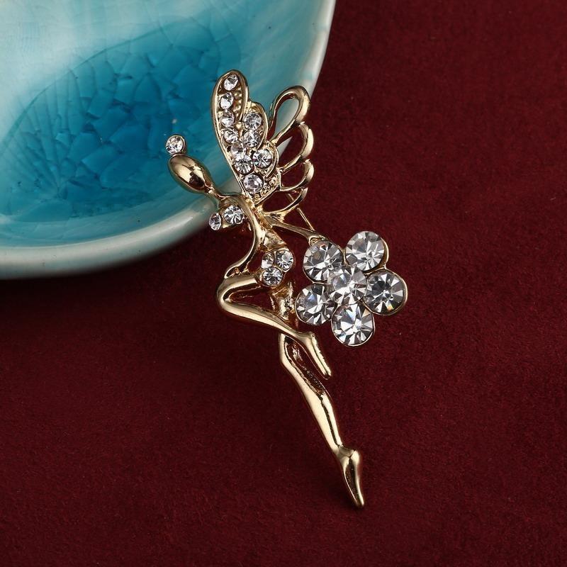 Hesiod Dames Broche Kristal Ster - Klassieke Sprankelende Ketting Broches Jurk Decoratie Zilver/Zwart/Goud: 034