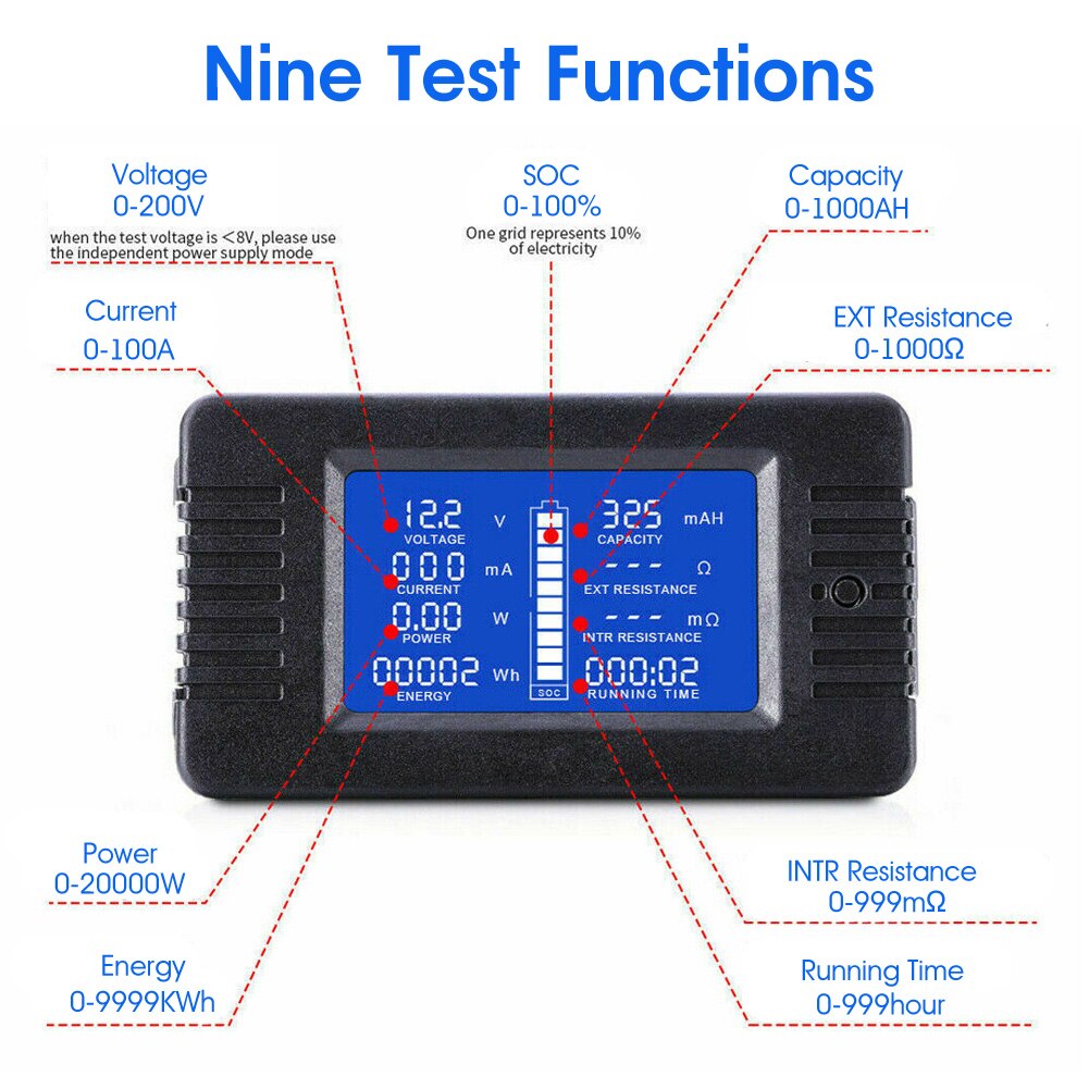 Lcd Digitale Monitor Watt Meter Dc Ampèremeter Rc Batterij Power Volt Amp Analyzer