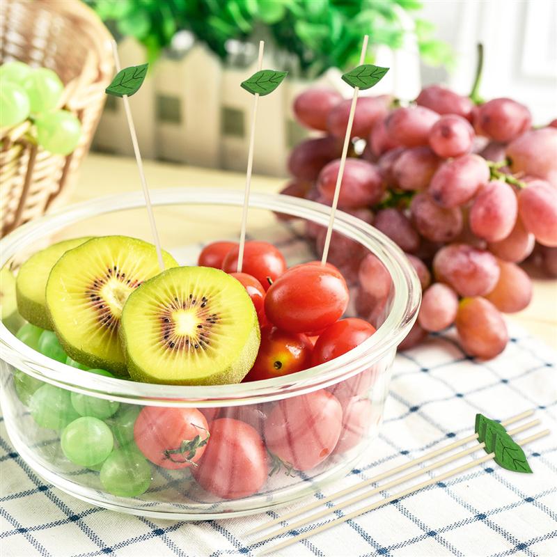 100pcs 12cm Disposable Fruit Picks Bamboo Cake Cocktail Sticks Buffet Desserts Skewer Sandwich Fork Party Wedding Supplies