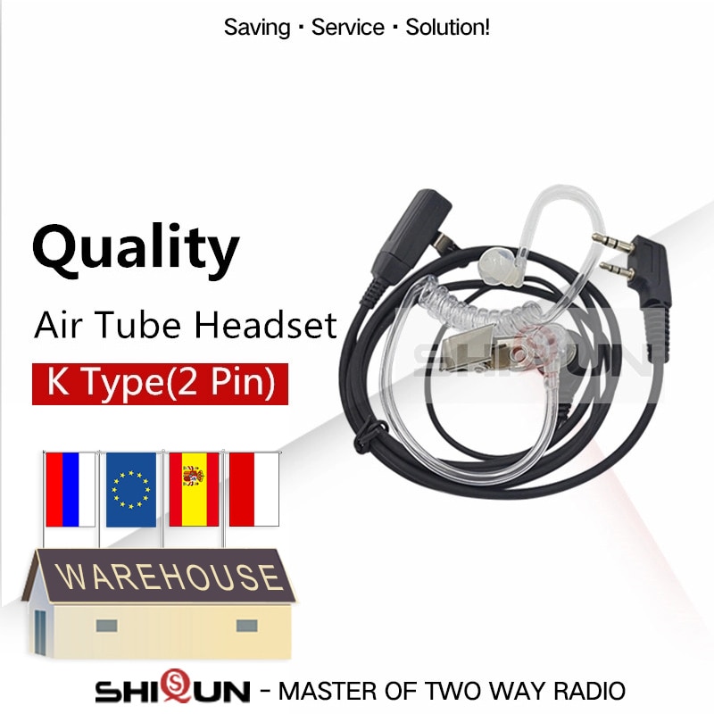 Auricular de micrófono para Walkie Talkie PTT Para KENWOOD BAOFENG, accesorios de UV-5R, BF-888s UV-82 Plus, auriculares acústicos, TG-UV2 de tubo de aire