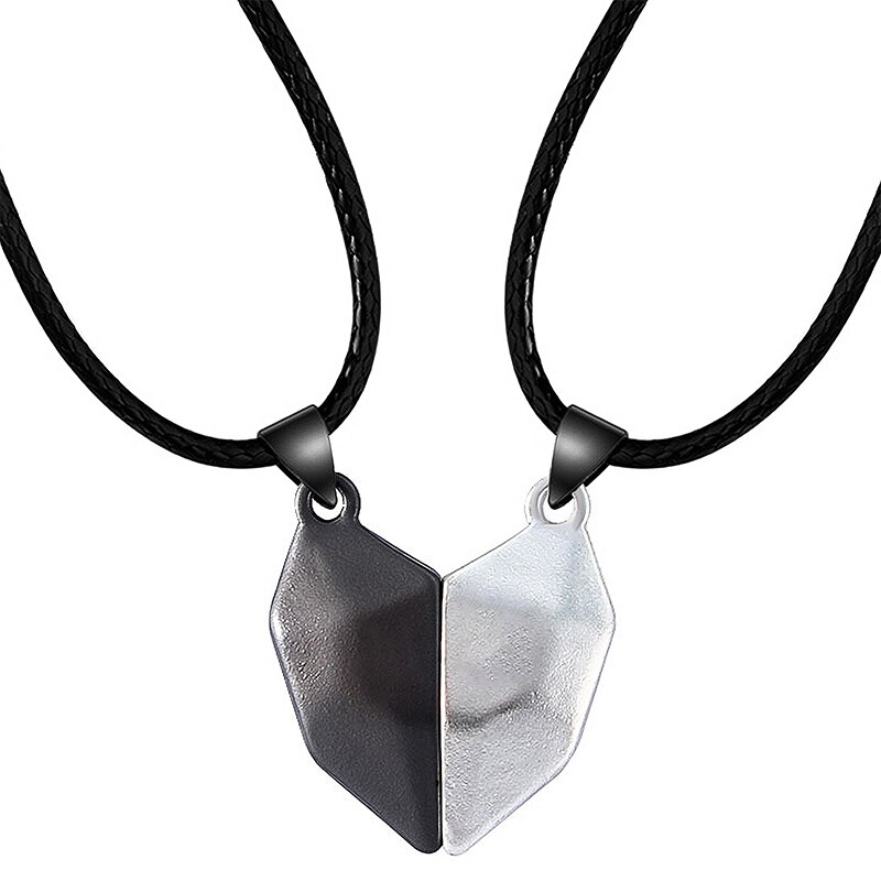 Collar magnético en forma de corazón para parejas, colgante de amor, joyería para pareja, de cumpleaños: Each half
