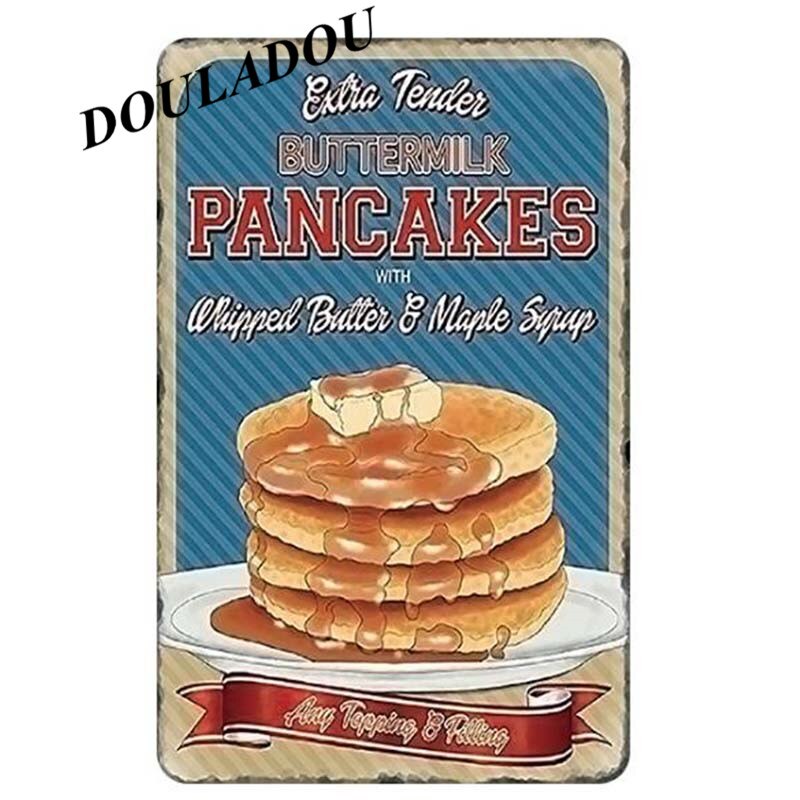 [Douladou] Vintage Pannenkoek Pizza IJS Plaque Tin Teken Cafe Winkel Metalen Teken Poster Bar Club Thuis decoratie 20x30cm